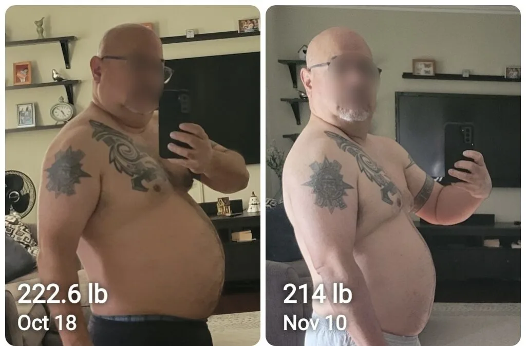 Before and after the personalized fat-loss program
